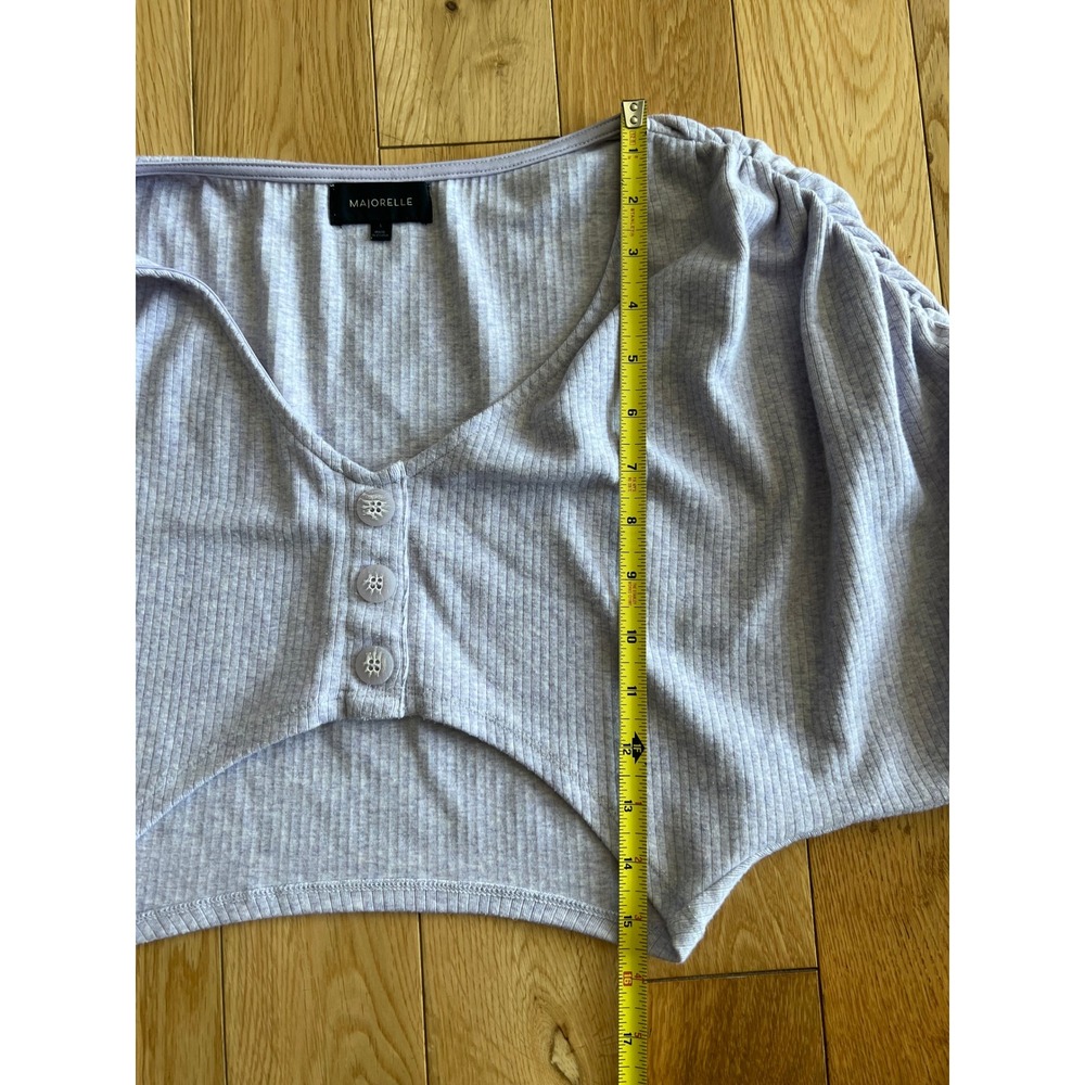 Majorelle Priscilla Cropped Top Ribbed Ruched Long Sleeves Dusty Lilac Womens S - Picture 4 of 8